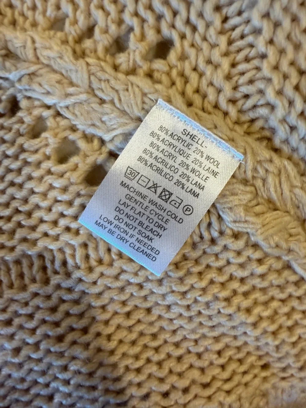Free People Understated Eyelet Fringe Knit Poncho Sweater Women's OS